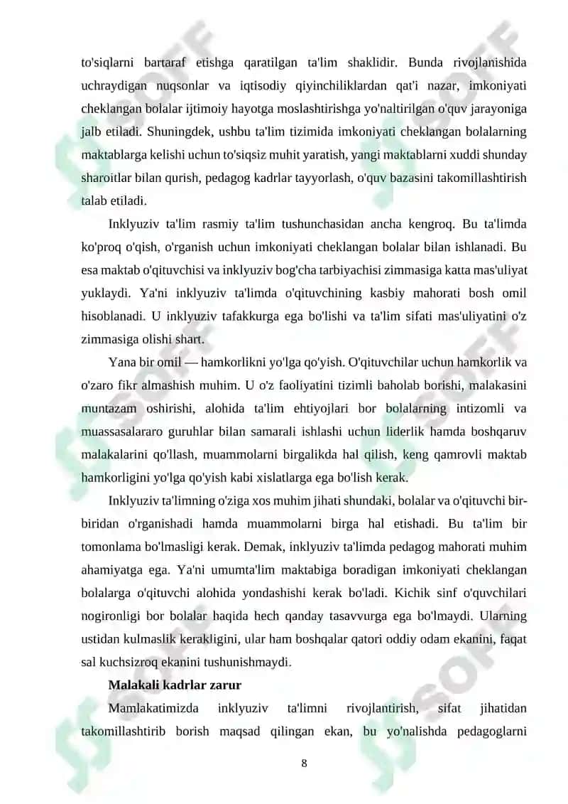 Inklyuziv Ta’limga Bo‘lgan Ehtiyojlar va Sabablar 8