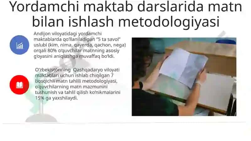 Yordamchi Maktab Darslarida Matnlarga asoslangan Vazifalar 8