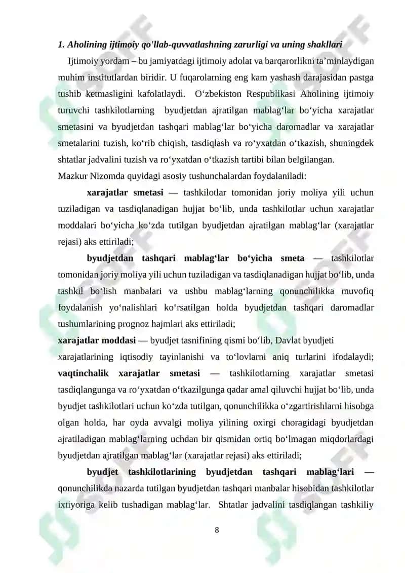 AHOLINI IJTIMOIY QO'LLAB-QUVVATLASHDA DAVLAT BYUDJETINING ROLINI OSHIRISH 8