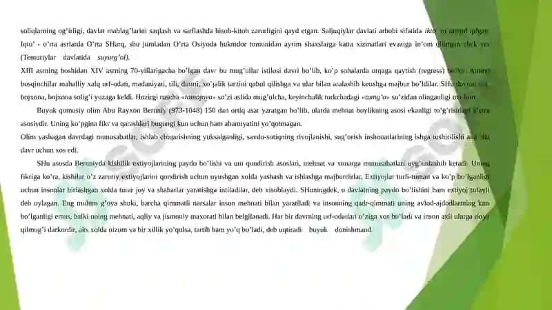 Temuriylar davriga oid iqtisodiy g'oyalar 8