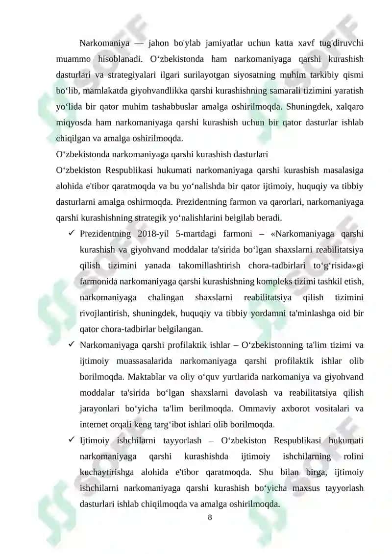 Narkomaniyaga qarshi dasturlar va giyohvandlar bilan ijtimoiy ish 8
