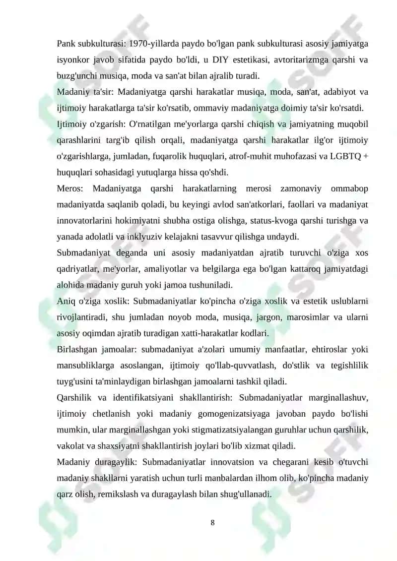 OMMAVIY MADANIYATNING SHAKLLANISH TARIXI UNING TURLARI 8