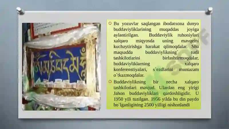 Buddizm dini tarixi va asosiy g'oyalar 8