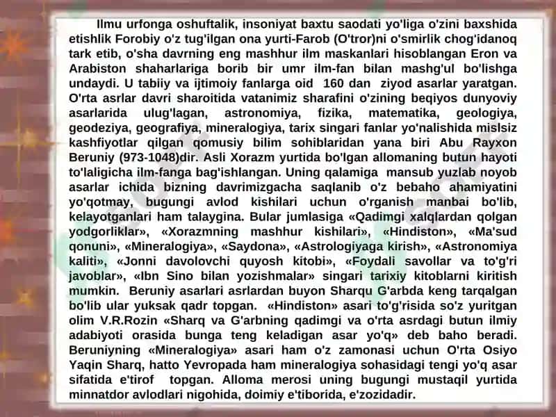 O’zbek allomalarining jahon sivilizasiyasiga qo'shgan hissasi 8