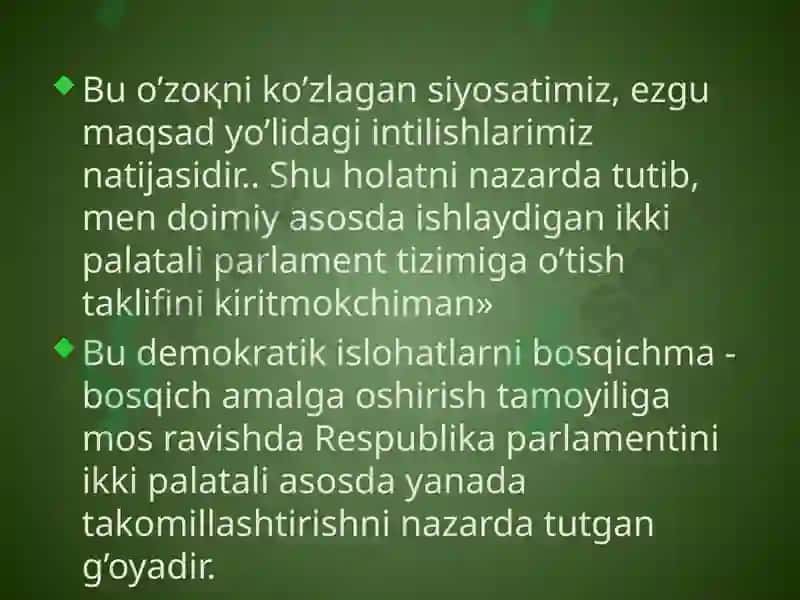 O’zbekiston Respublikasi Qonun chiqaruvchi hokimiyati 8
