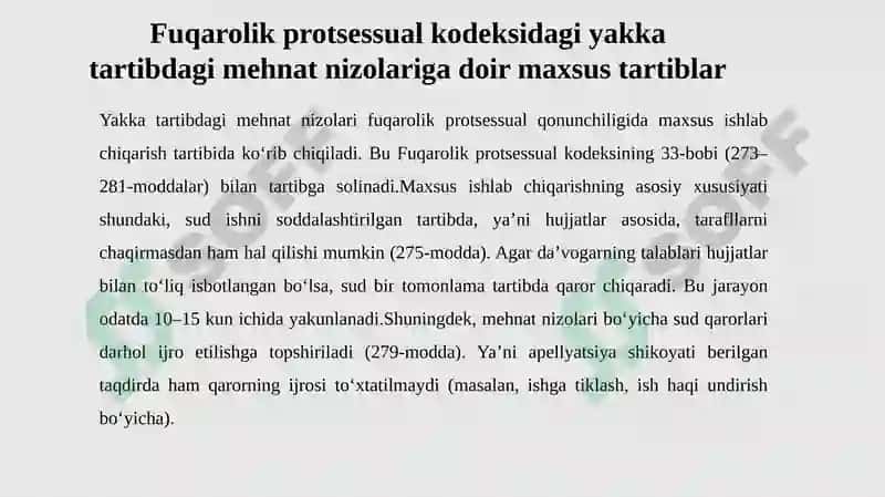 Yakkatartibdagi mehnat nizolari bo‘yicha qarorlarni ijro etish tartibi 8