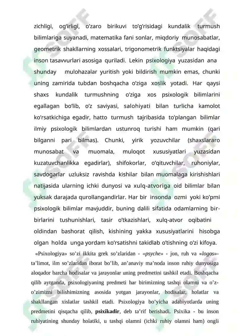 Psixologiya Fanining Predmeti, Maqsadi va Vazifalari 8