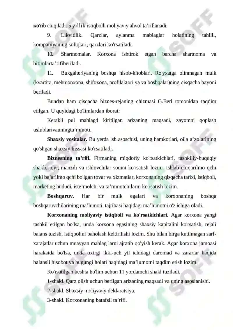Biznes reja, uning ahamiyati, mohiyati va mazmuni 8