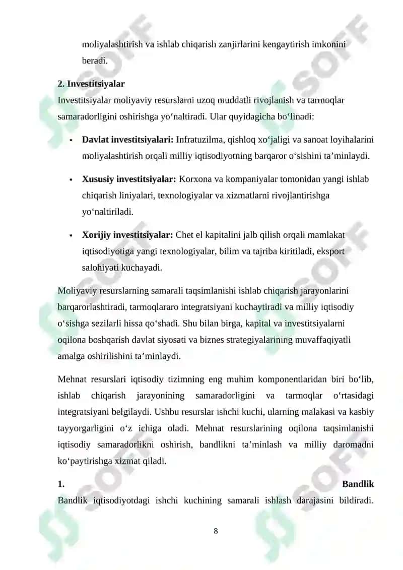 TARMOQLAR OʻRTASIDAGI RESURS TAQSIMOTI VA ISHLAB CHIQARISH ZANJIRLARINI OʻRGANISH 8