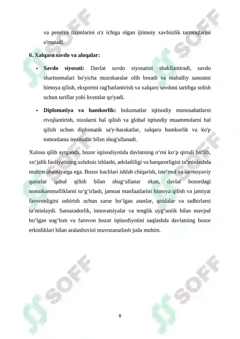 Bozor iqtisodiyotida iqtisodiy muassasalar va davlatning roli 8