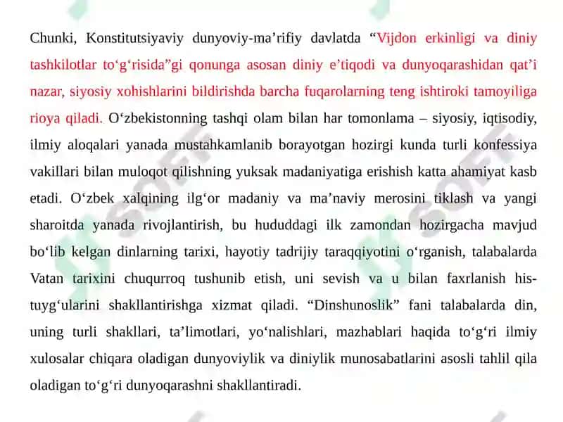 Dinshunoslik fanining predmeti, maqsadi va vazifalari 8
