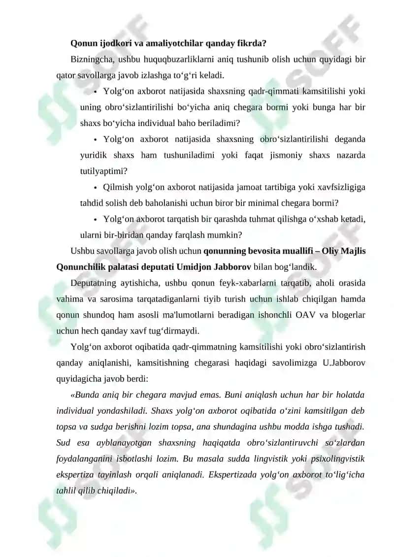 Yolg‘on Xabar Berishning Jinoiy-Huquqiy Xususiyatlari 8