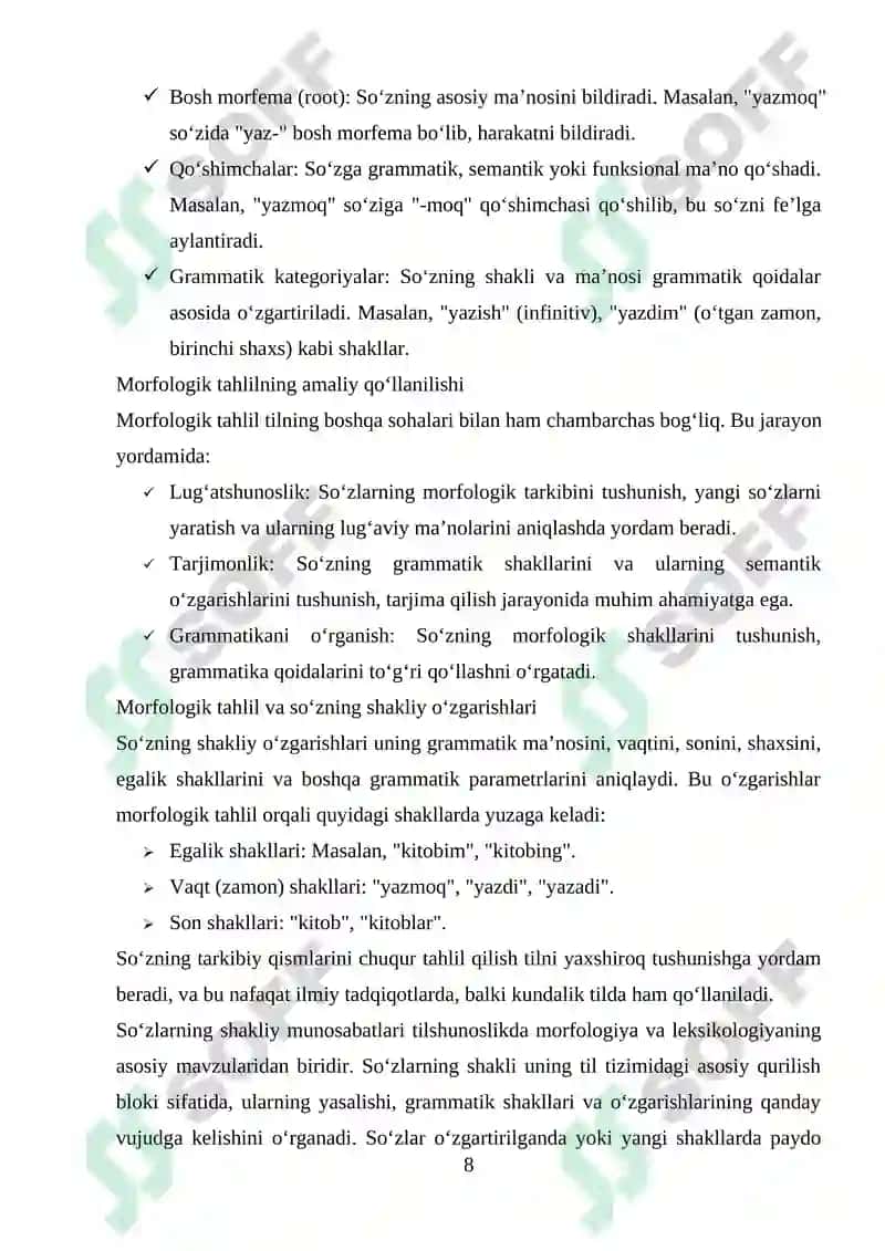 Soʻzlarning shakl va maʼno munosabatlari jihatidan tavsiflanishi 8