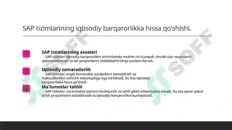 SAP tizimlari va iqtisodiy rivojlanish 8