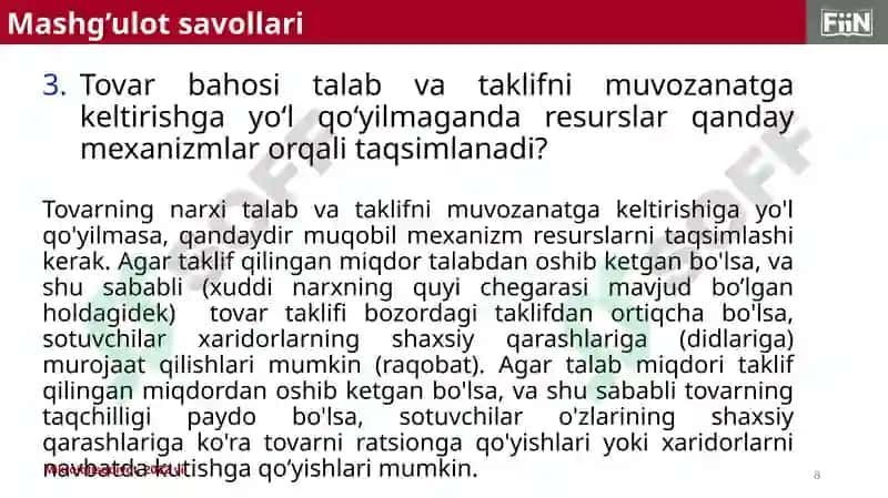 Mikroiqtisodiyot, 2022 yil 8