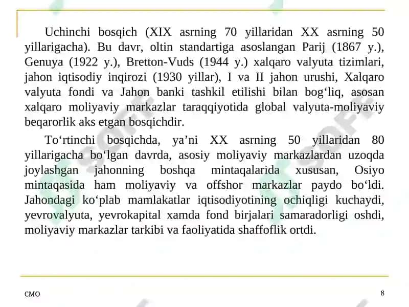 Xalqaro valyuta -kredit va moliya tashkilotlari 8