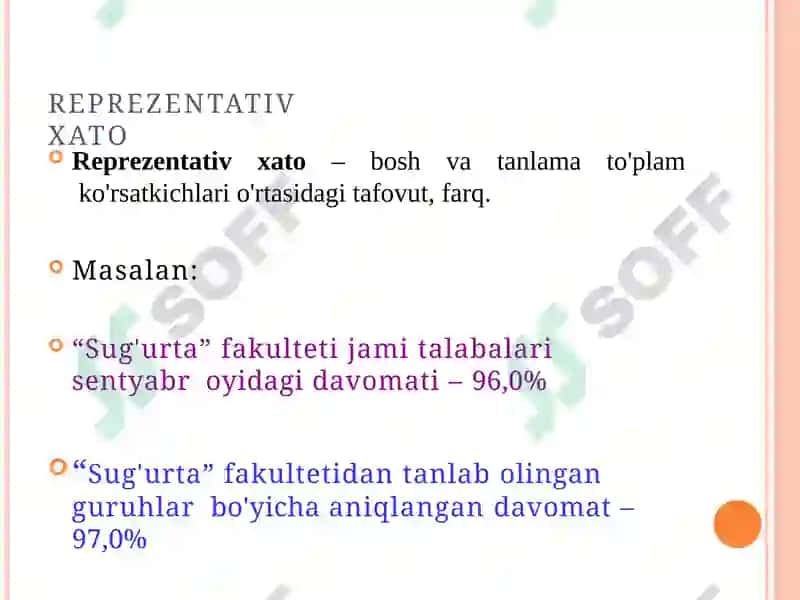 Tanlab kuzatishning qo’llanilishi 8