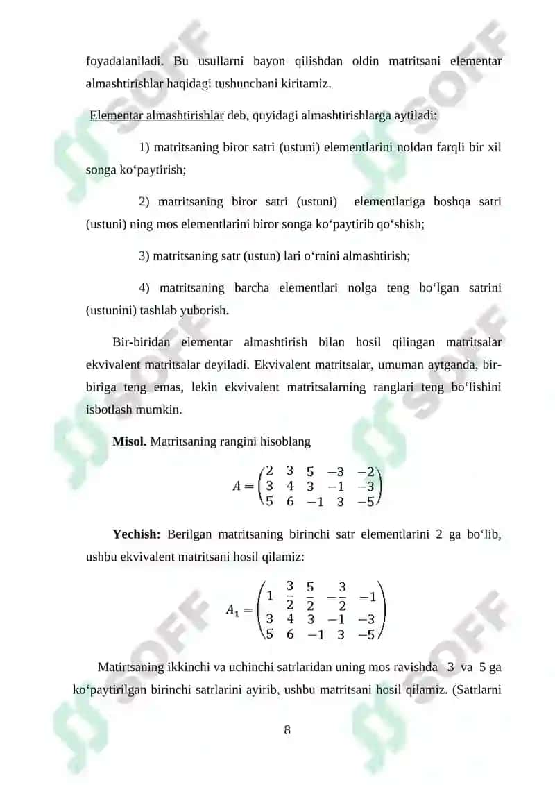 Chiziqli Tenglamalar Sestimasini Yechishning Matritsa Usuli 8