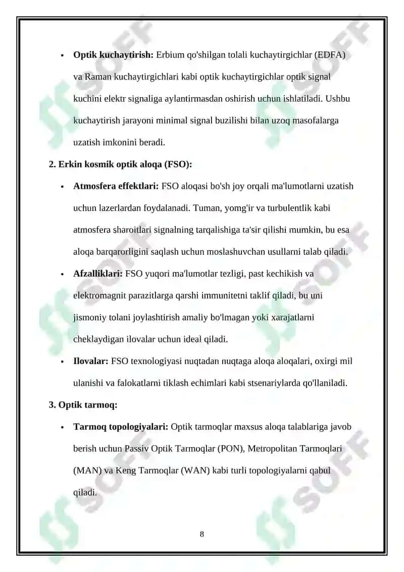 Zamonaviy loyihalashda qoʻllaniladigan optik aloqa texnologiyalar 8