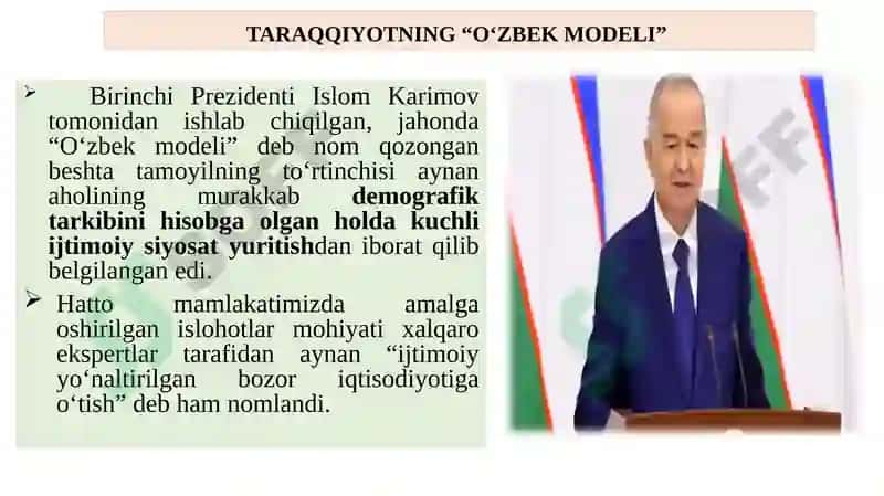 O‘ZBEKISTON RESPUBLIKASIDAGIIQTISODIY-IJTIMOIY O’ZGARISHLAR. 8