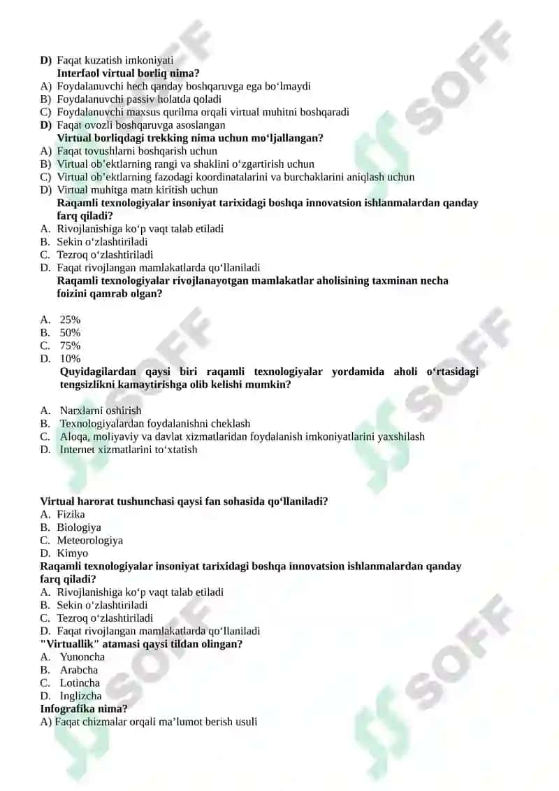 Informatika va AKT fanidan yakuniy bosqichda tushadigan savollar. va javoblari bilan. 8