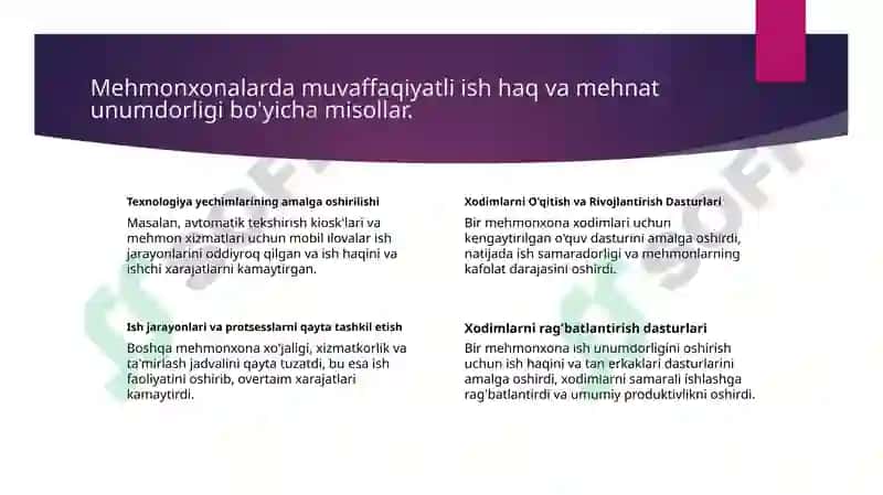 Turizm va mehmonxona xo'jaligi korxonalarida ish haqi va mehnat unumdorligi 8