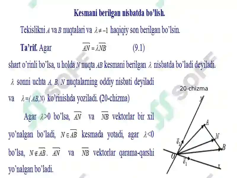 Tekislikdagi affin koordinatalar sistemasi 8