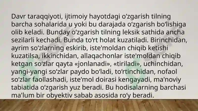 Qoʻllanilishi chegaralangan va chegaralanmagan leksika 8