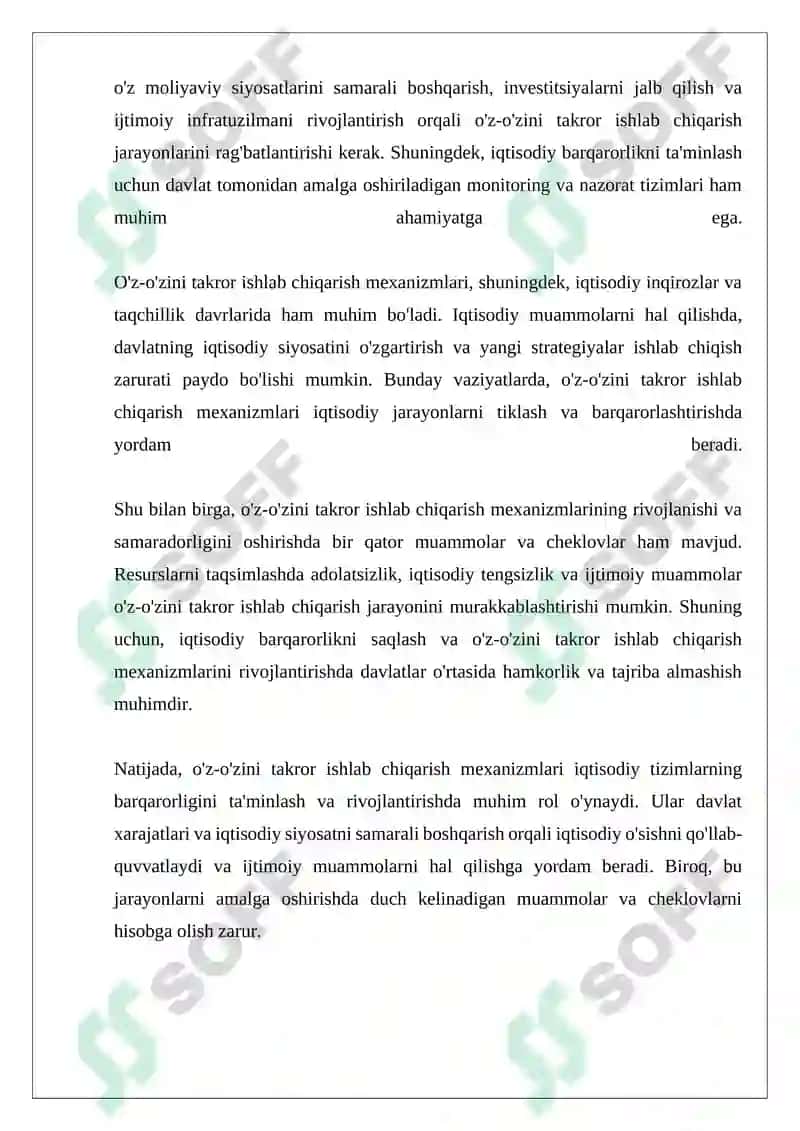 Mustaqil ish "Byudjet taqchilligi O'z-o'zini takror ishlab chiqarish sabablari va mexanizim" 8