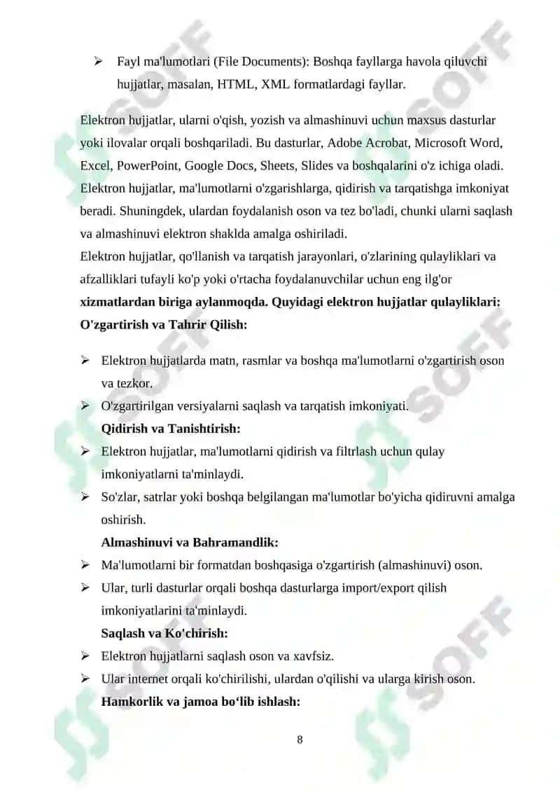 ELEKTRON HUJJAT VA ELEKTRON HUJJAT ALMASHINUVI 8