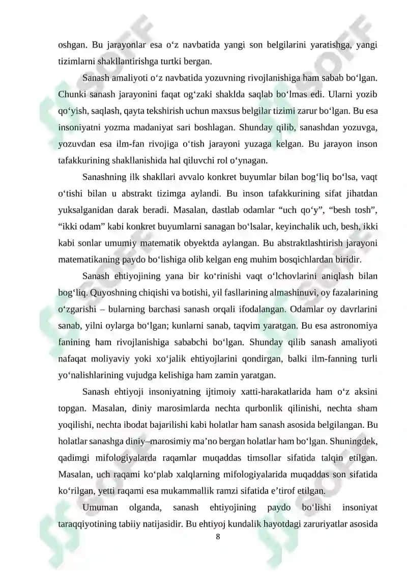 SON-SANOQ TUSHUNCHASI NATUROL SON VA NOL TUSHUNCHALARINING YUZAGA KELISH TARIXI 8