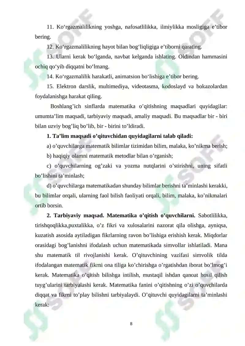 Boshlang’ich sinf matematika darslarida ko’rgazmali qurollardan foydalanish 8
