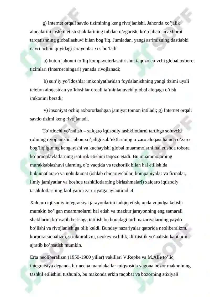 Xalqaro iqtisodiy integratsiya uning mazmun va shakillari 8