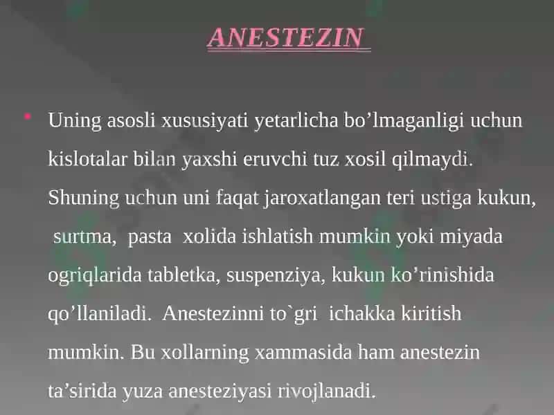Afferent nerv tizimiga ta'sir etuvchi vositalar 8