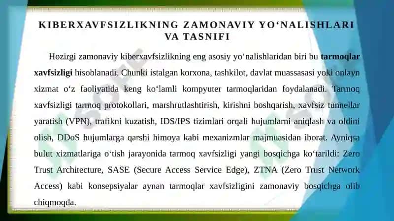 Kiberxavfsizlikning fundamental tushunchalari va zamonaviy klassifikatsiyasi 8