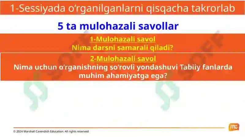 O‘zbekistondagi tabiiy fanlar master o‘qituvchilari uchun malaka oshirish o‘quv kursi 8