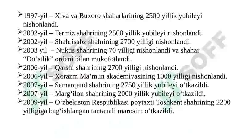 Mustaqillik yillarida O’zbekistondagi ma’naviy va madaniy taraqqiyot 8