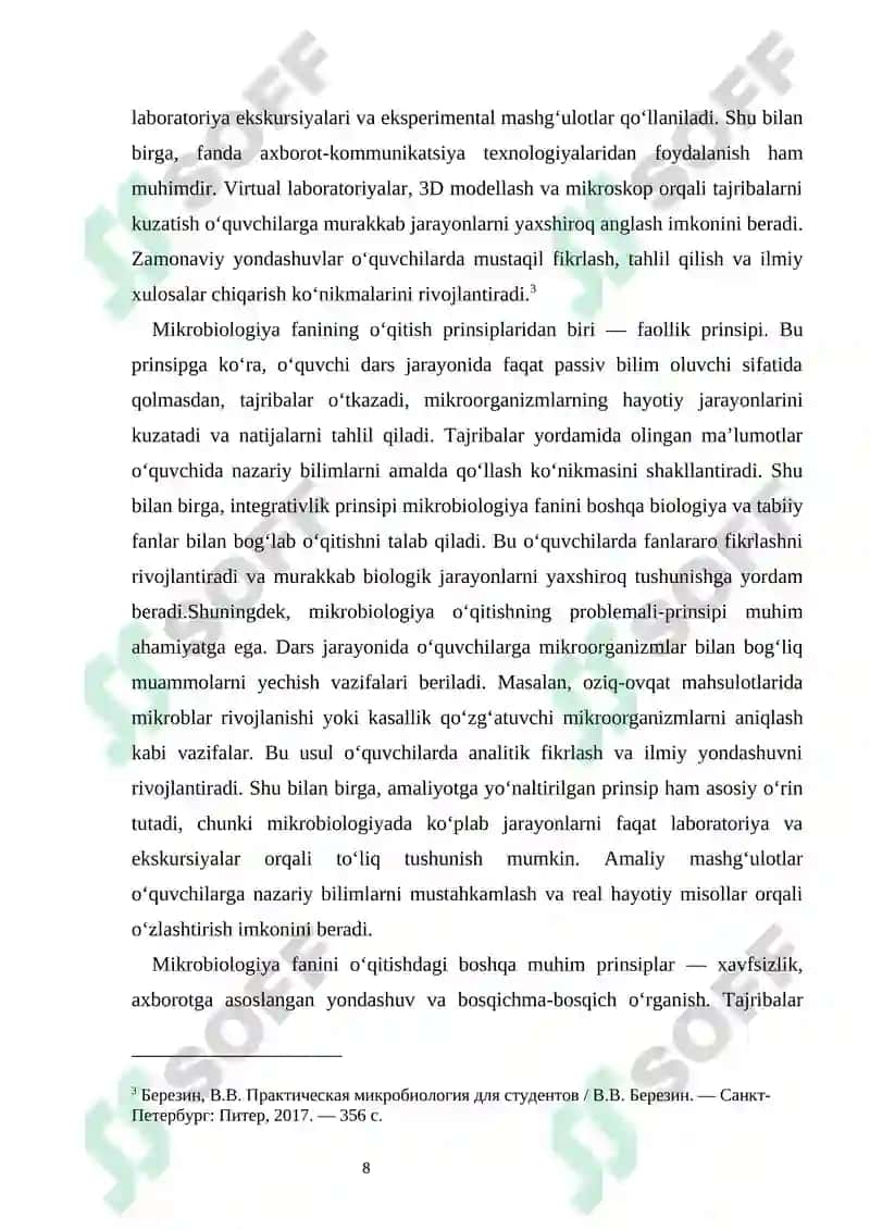 Mikrobiologiya fanini o‘qitishda o‘quv ekskursiyalarining ahamiyati 8