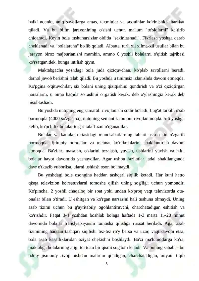 MAKTABGACHA YOSHDAGI BOLALARNING AQLIY RIVOJLANISHI 8