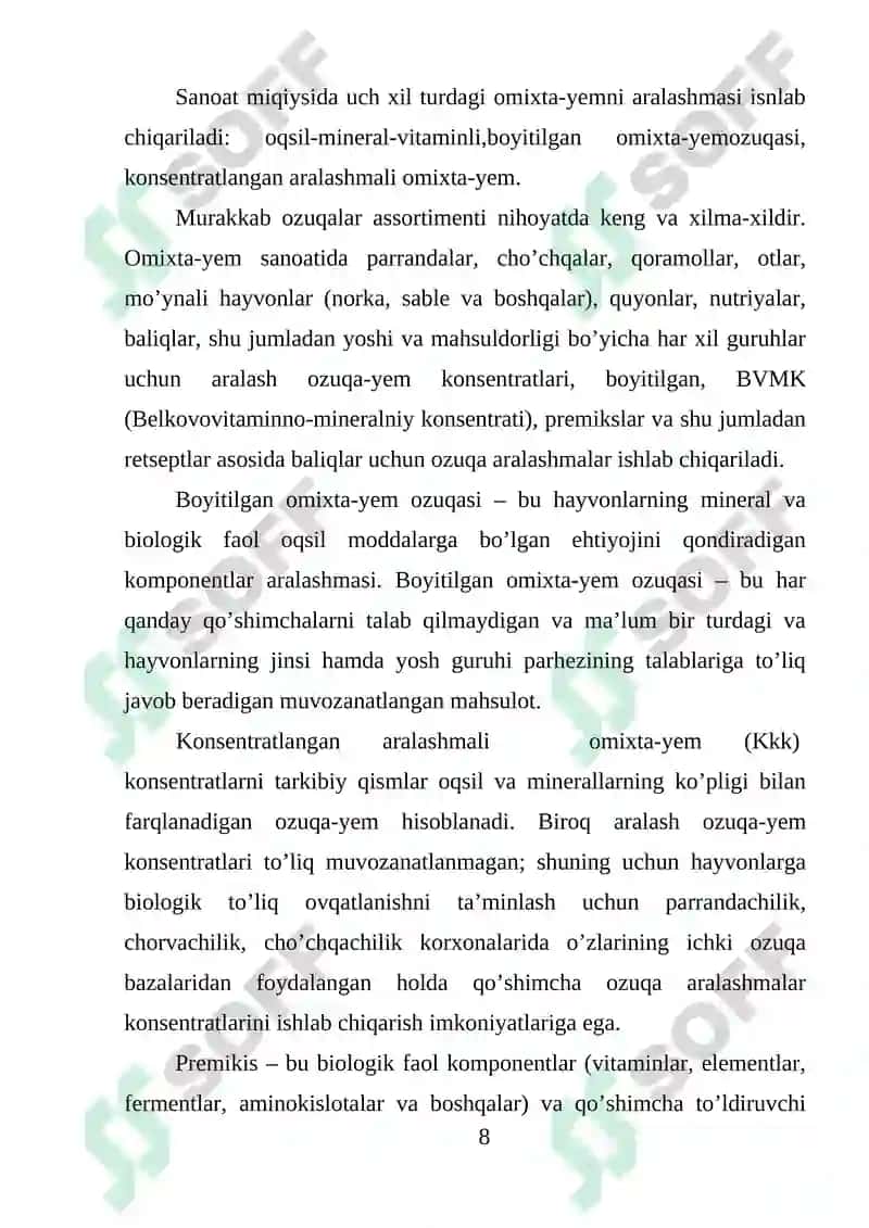 Omixta yem ishlab chiqarish texnologiyasi 8