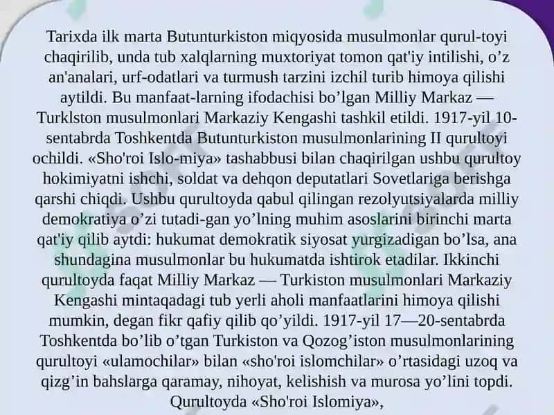 1917 yil oktabr to‘ntarishi va uning Turkistonga ta’siri 8