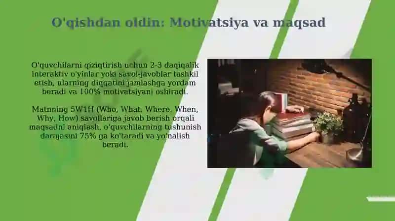 Adabiy matn bilan ishlash bosqichlari 8