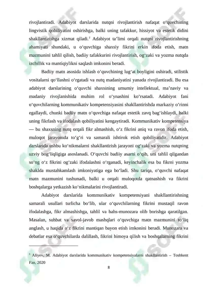 Adabiyot darslarida o‘quvchilarning yozma va og‘zaki nutqini o‘stirish usullari 8