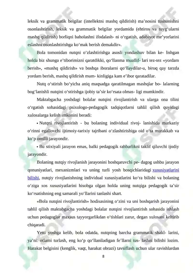 Maktabgacha yoshdagi bolalar nutqini rivojlantirishning ilmiy-pedagogik shart-sharoitlari. 8