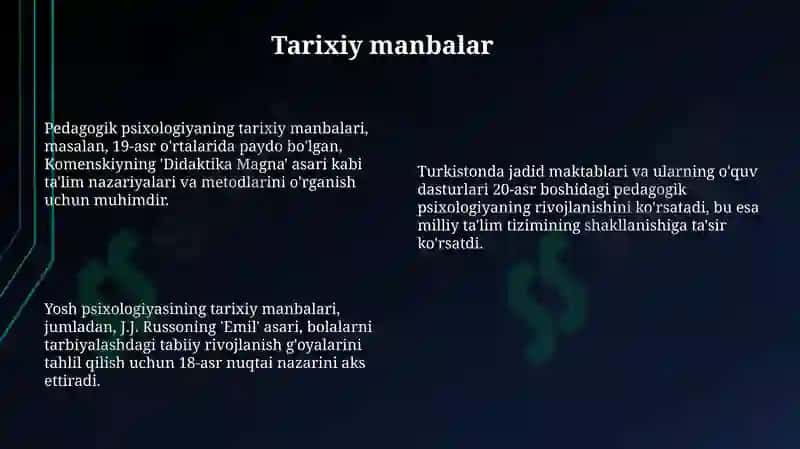 Yosh va pedagogik psixologiya manbalarining imanbalar bilan tanishish 8