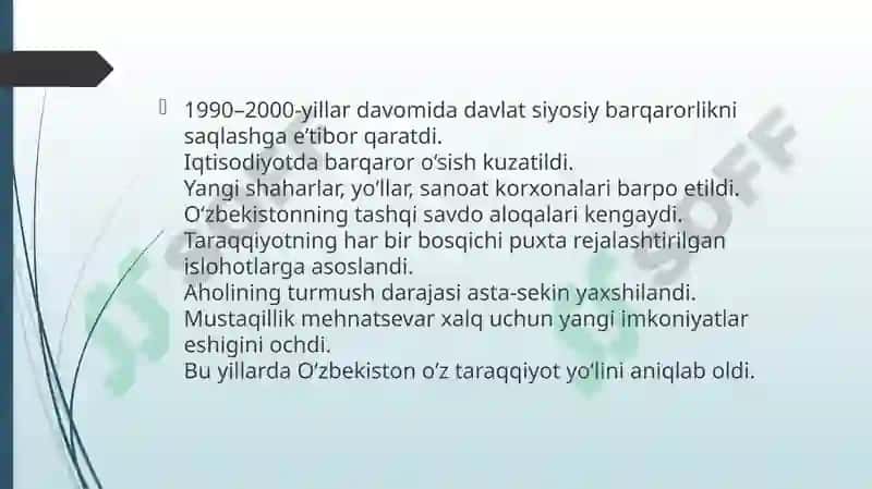 O‘zbekistonning o‘zistiqlol va taraqqiyot yo‘li 8