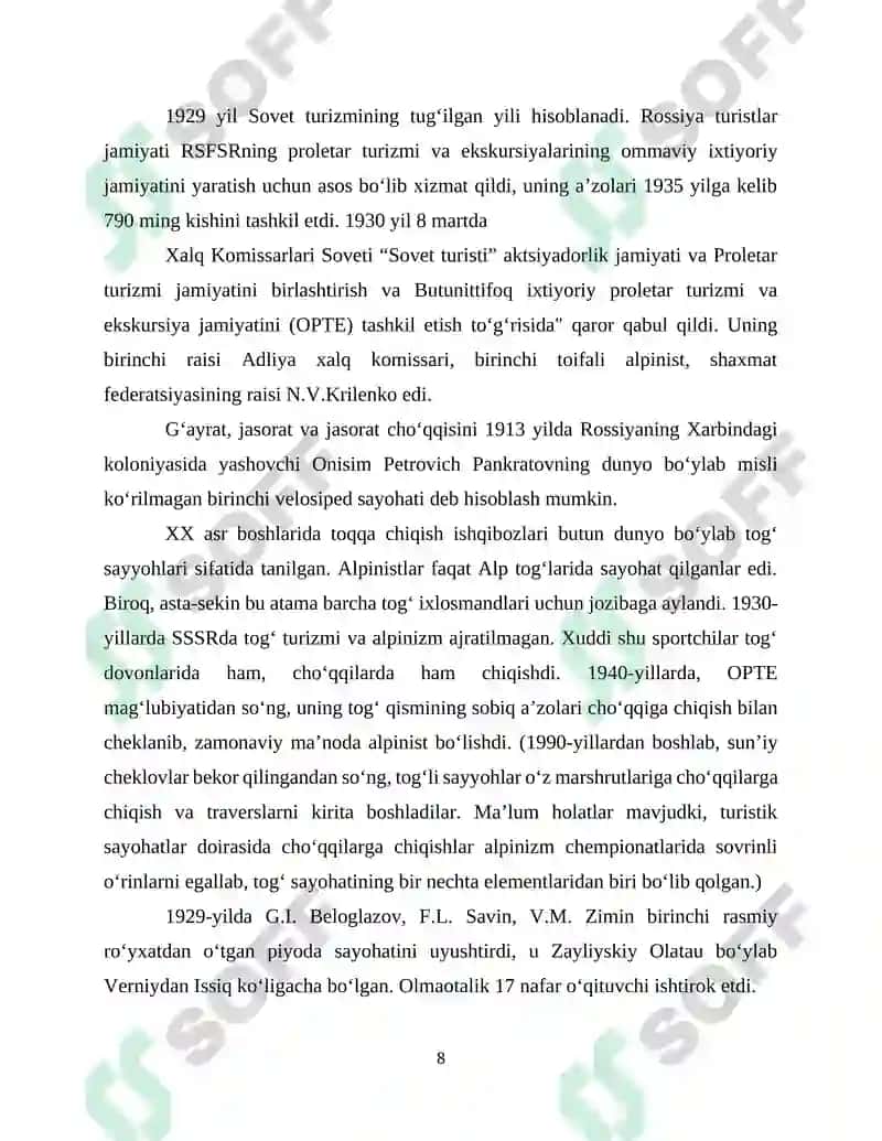 QOZOG‘ISTON RESPUBLIKASI TURIZMI VA UNING RIVOJLANTIRILISHI 8
