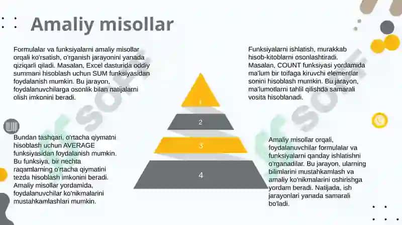 Informatika. Formulalar va funksiyalar ishlatish 8