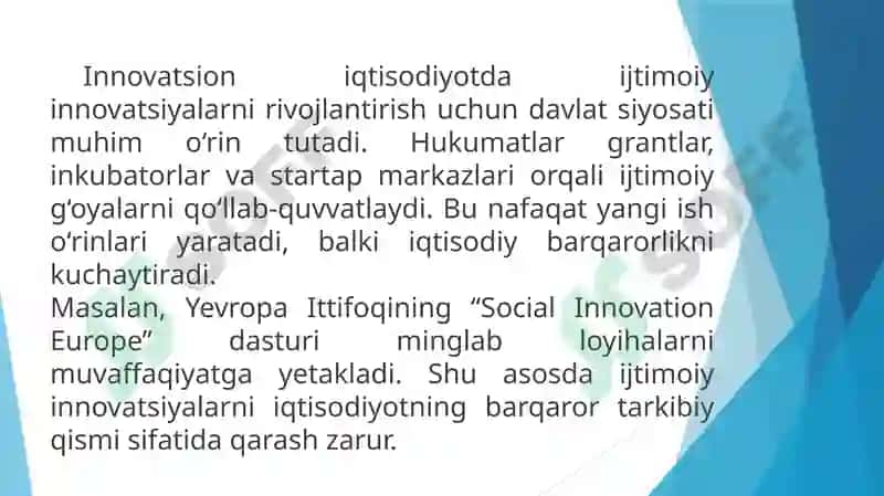 Innovatsion iqtisodyotda ijtimoiy-iqtisodiy masalalar 8