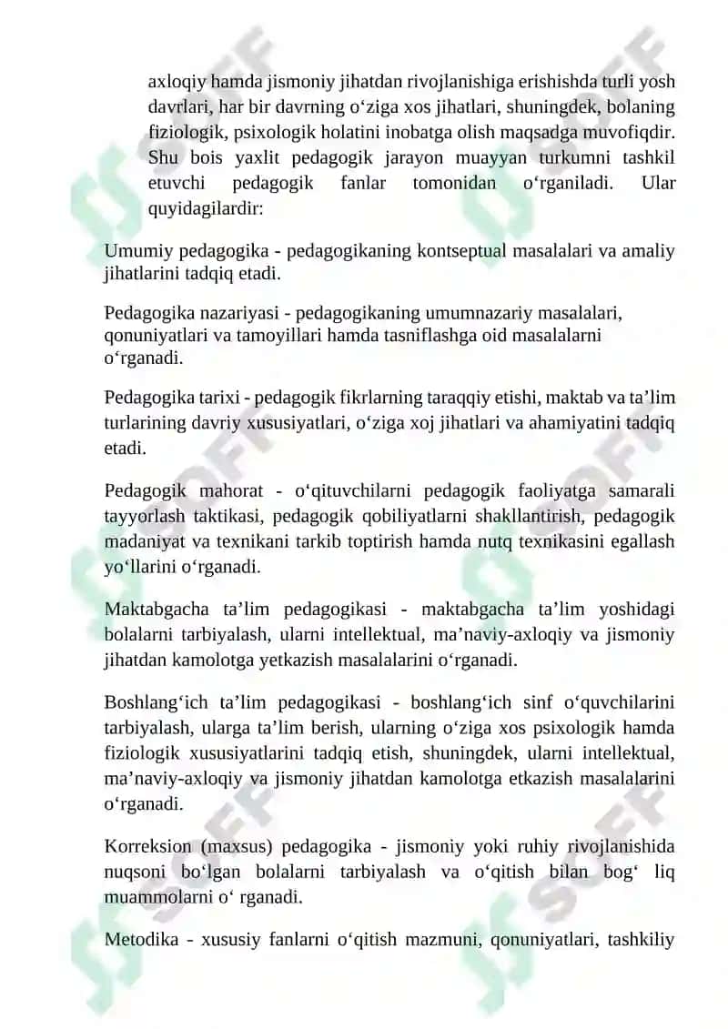 PEDAGOGIKA- SHAXS TARBIYASI VA RIVOJLANISHI TO‘G‘RISIDAGI FAN 8